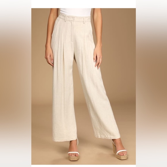 High waist wide leg pleated trousers - Picture 4 of 10